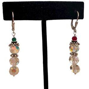 Swarovski 925 Sterling Crystal Holiday Bead Drop Earrings NEW